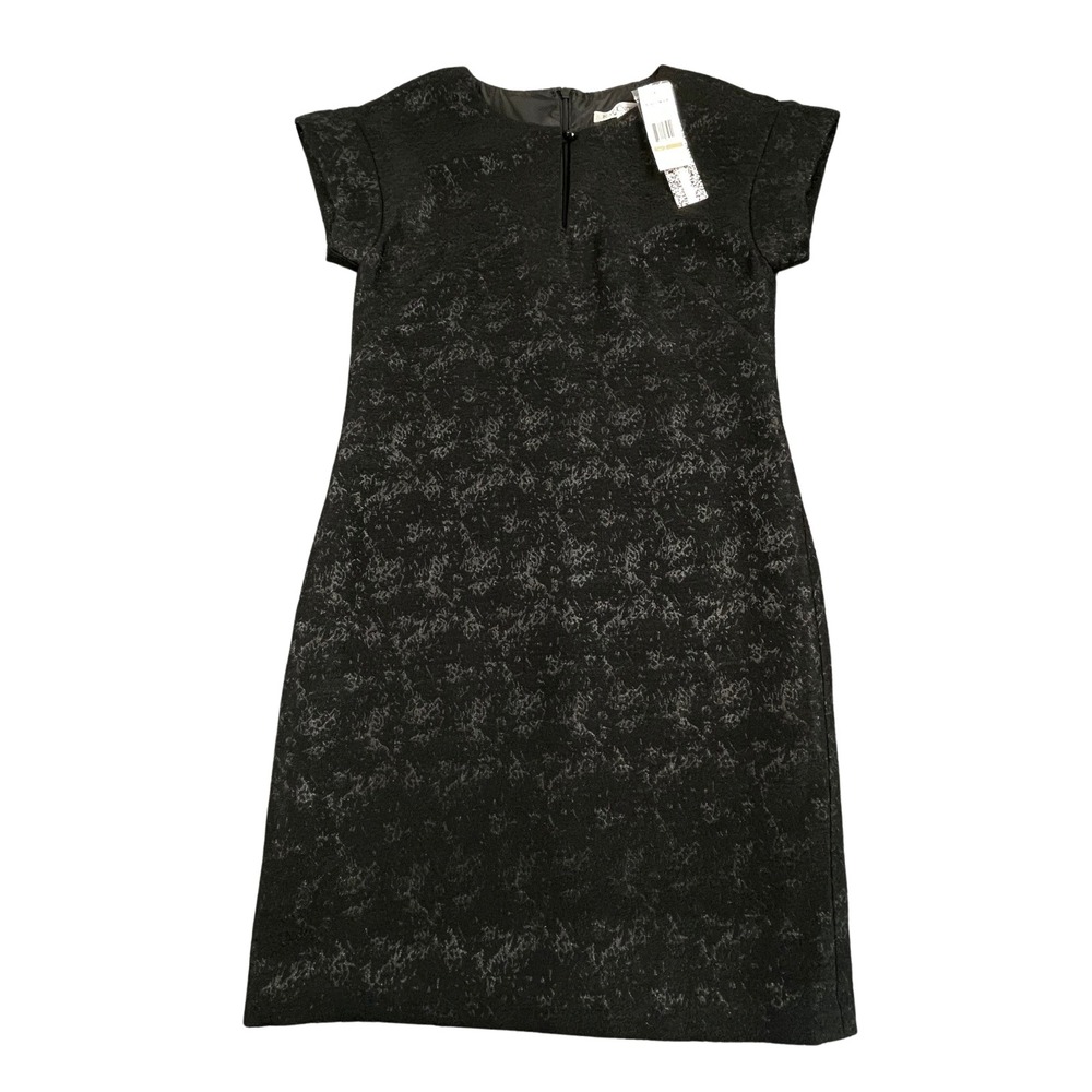 Kay Unger Womens 2 Metallic Jacquard Dress Black Silver Floral Party Keyhole NWT